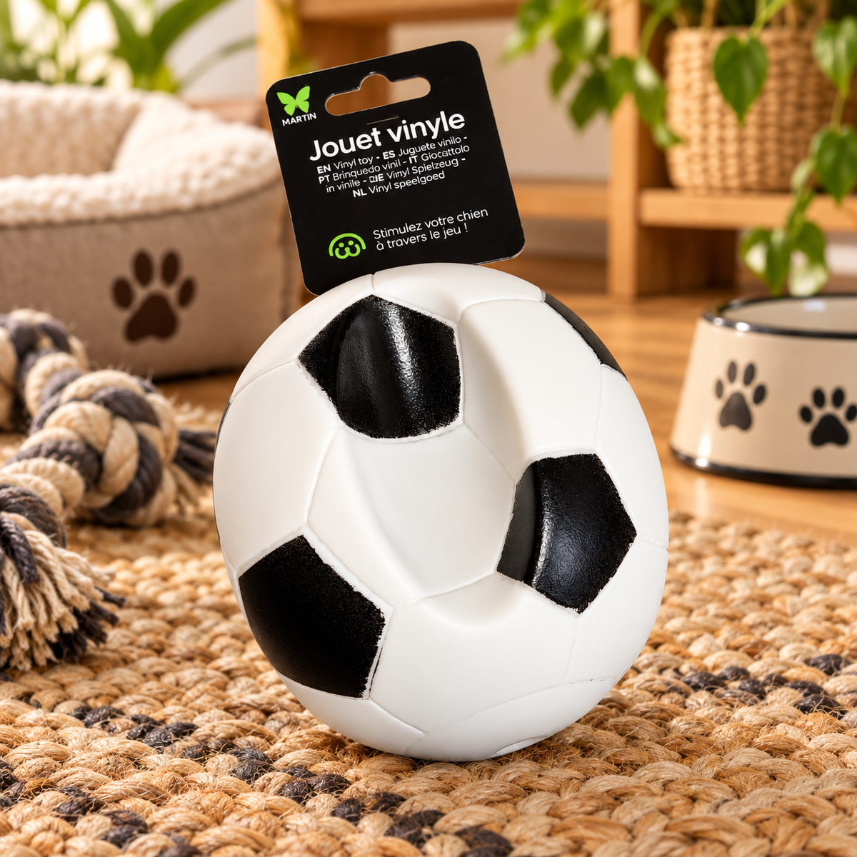Balle de Foot Sonore Ø 10,5 cm avec Poignée pour Chien | Le Dressing du Chien
