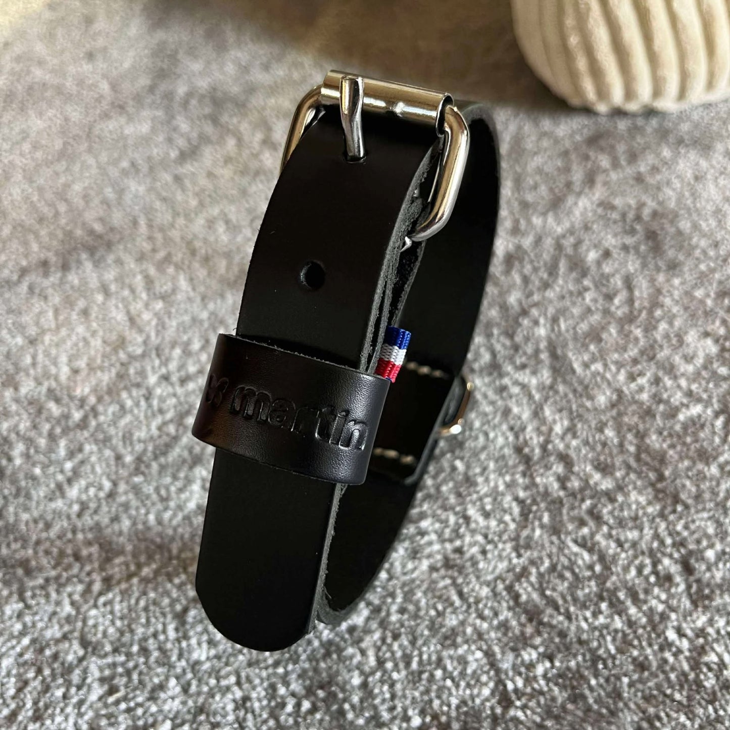 Collier Cuir Noir Martin Sellier - Élégance & Robuste | Le Dressing du Chien
