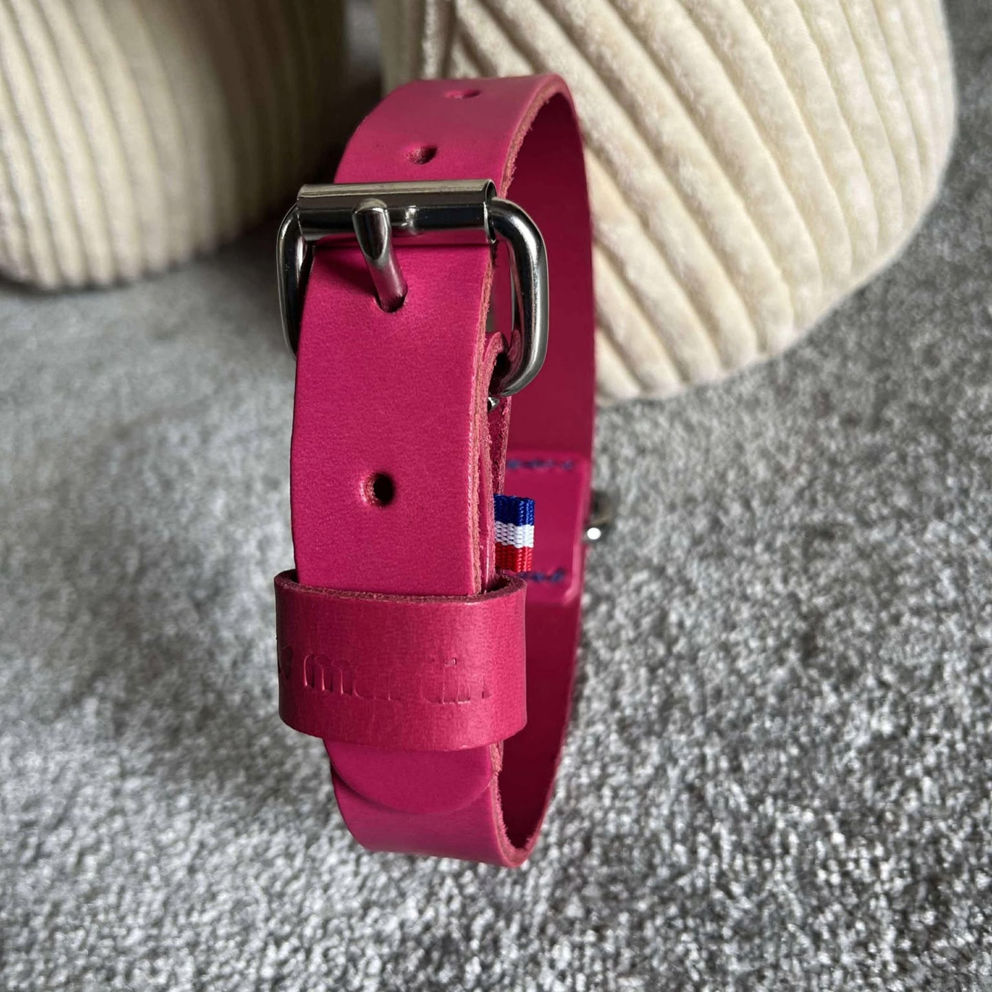 Collier Cuir Rose Martin Sellier - Élégance & Robuste Le Dressing du Chien
