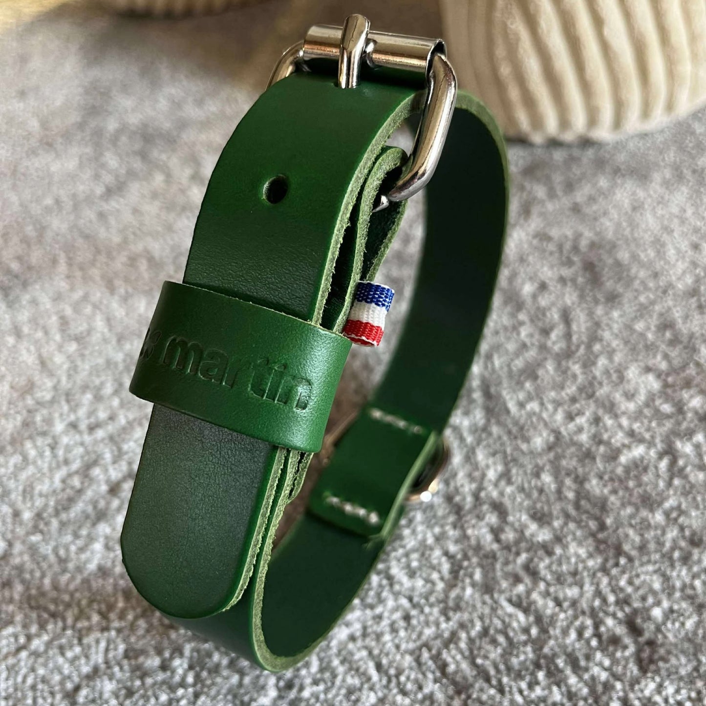 Collier Cuir Vert Martin Sellier - Élégance & Robuste | Le Dressing du Chien