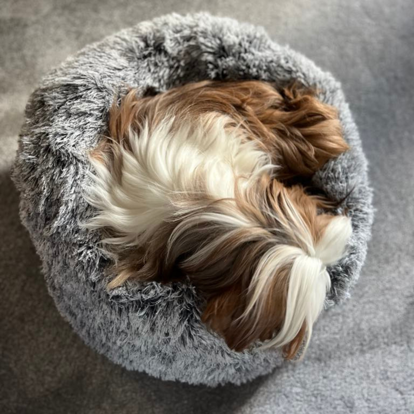 Coussin Poilu BoBBy Ultra Doux Gris Chiné pour Chien - Confort Apaisant & Anti-Stress - Haute Qualité | Le Dressing du Chien