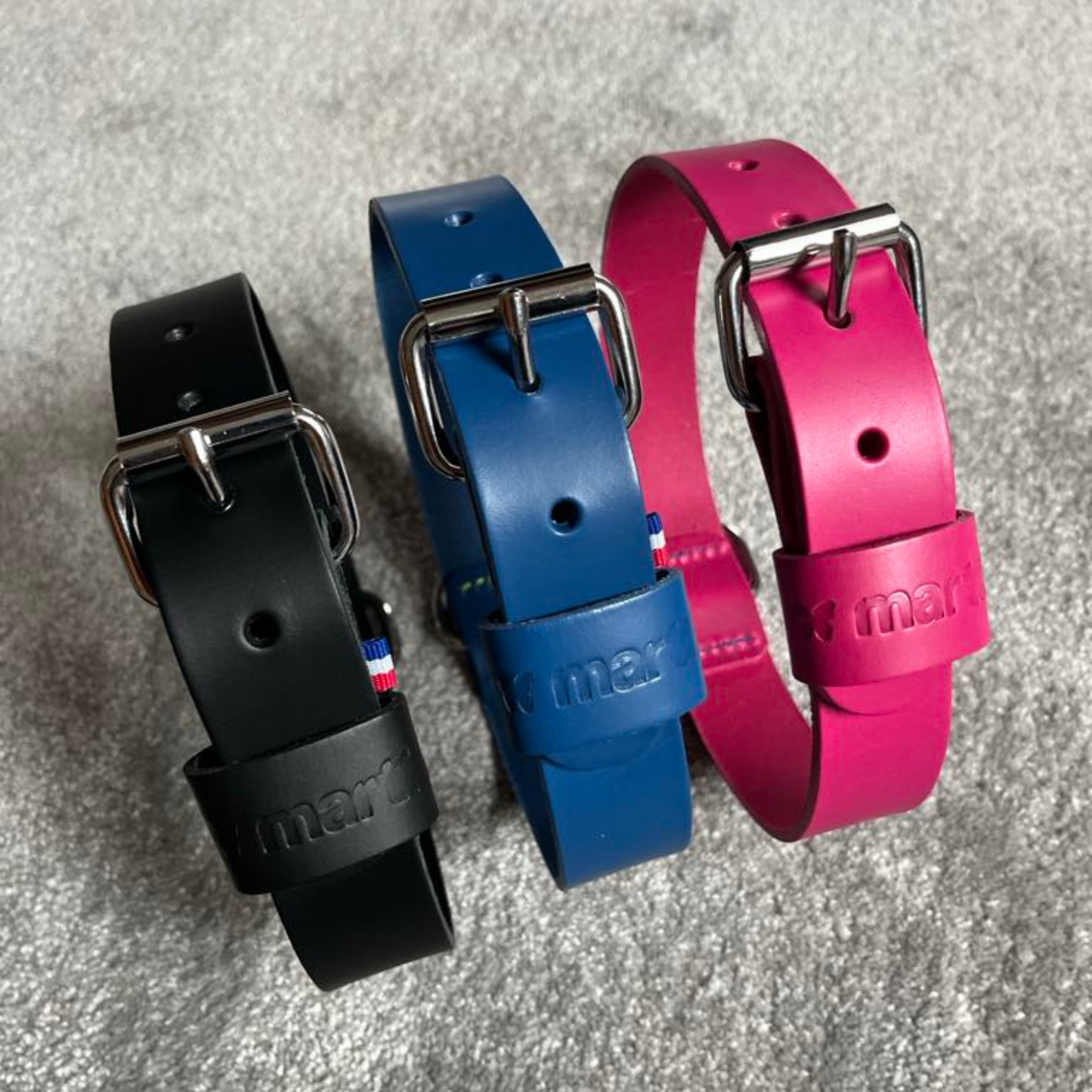 Collier cuir MARTIN SELLIER pleine fleur Bleu ou Rose
