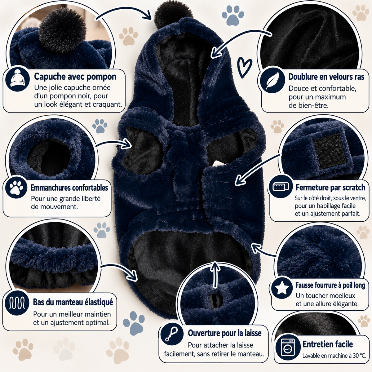 Manteau Palace pour chien en fausse fourrure - Martin Sellier | Le Dressing du Chien
