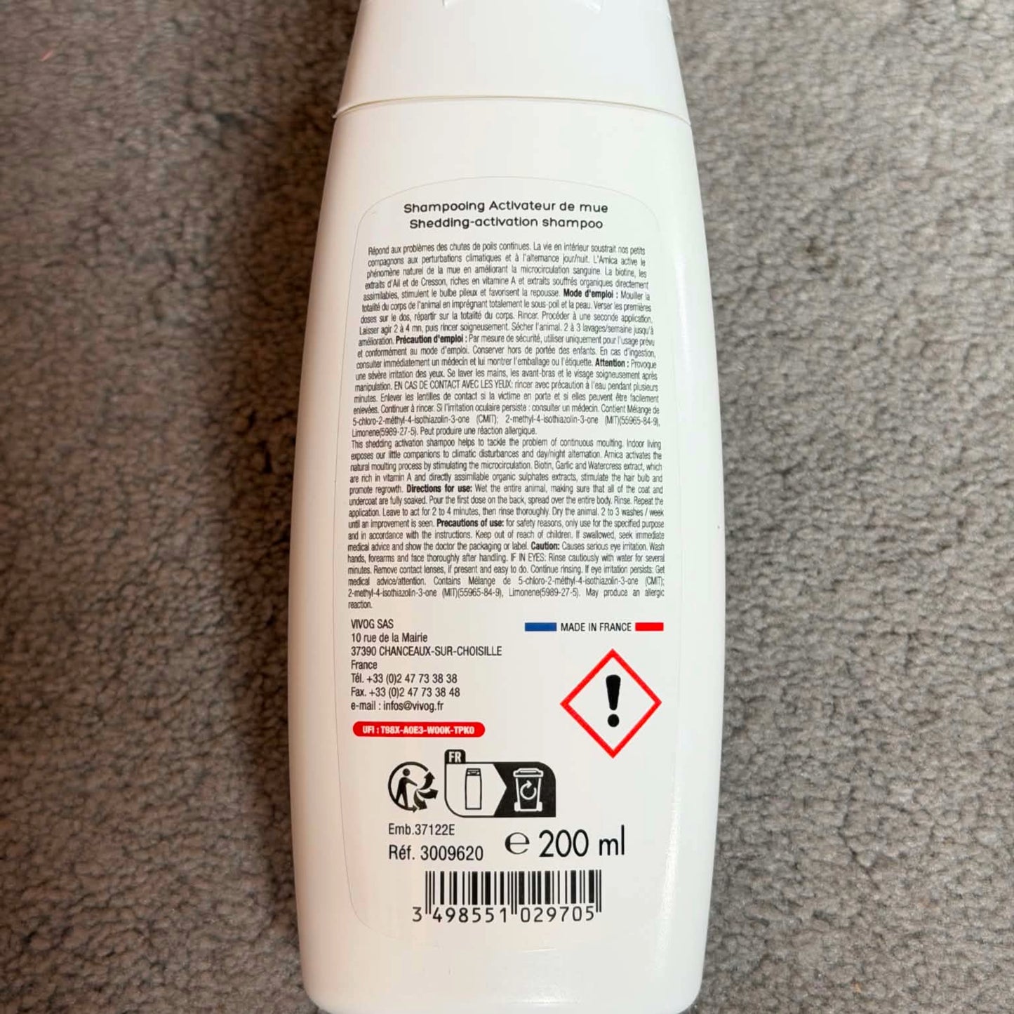 Shampoing Activateur de Mue Vivog - Lierre & Arnica - Accélère la Mue - Made in France | Le Dressing du Chien