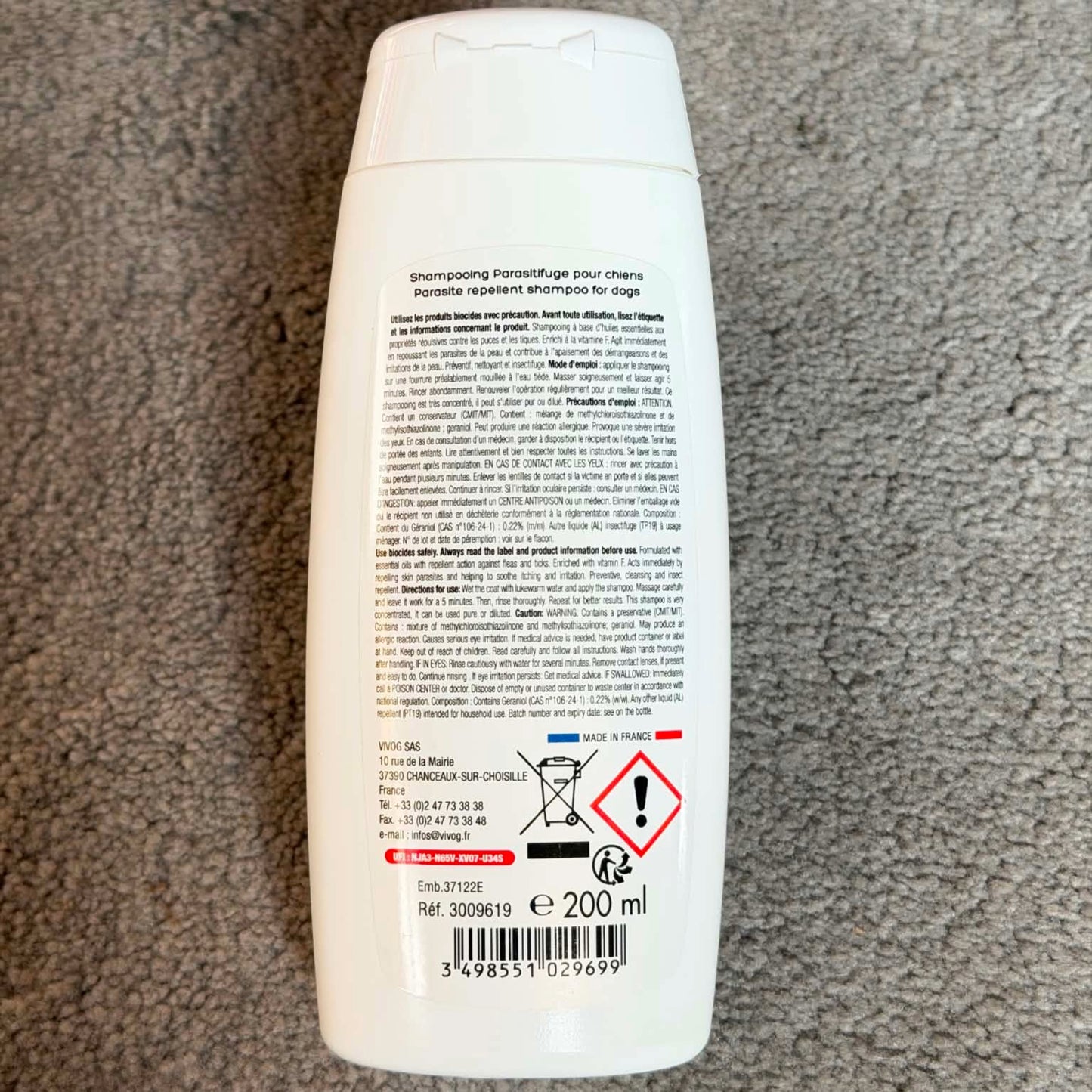 Shampoing Para-sitifuge (puces et tiques) aux huiles essentielles Vivog - Made in France | Le Dressing du Chien