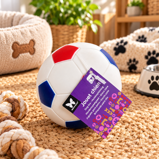 Balle Sonore Équipe de Foot - 15 cm | Jouet Intéractif Résistant | Le Dressing du Chien