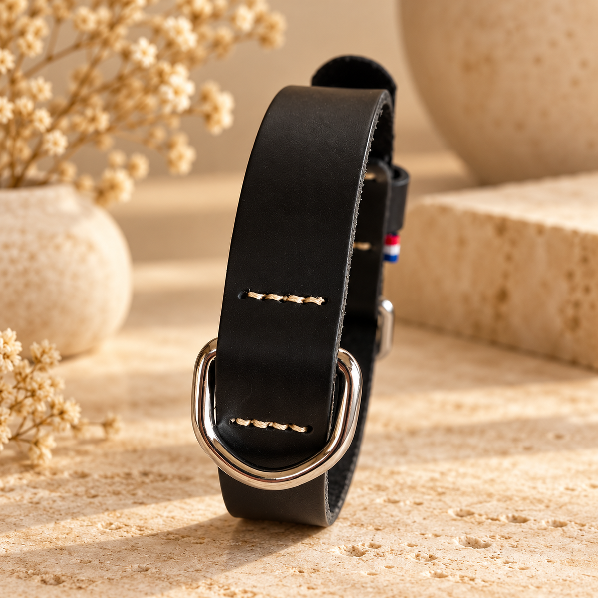 Collier Cuir Noir Martin Sellier - Élégance & Robuste | Le Dressing du Chien