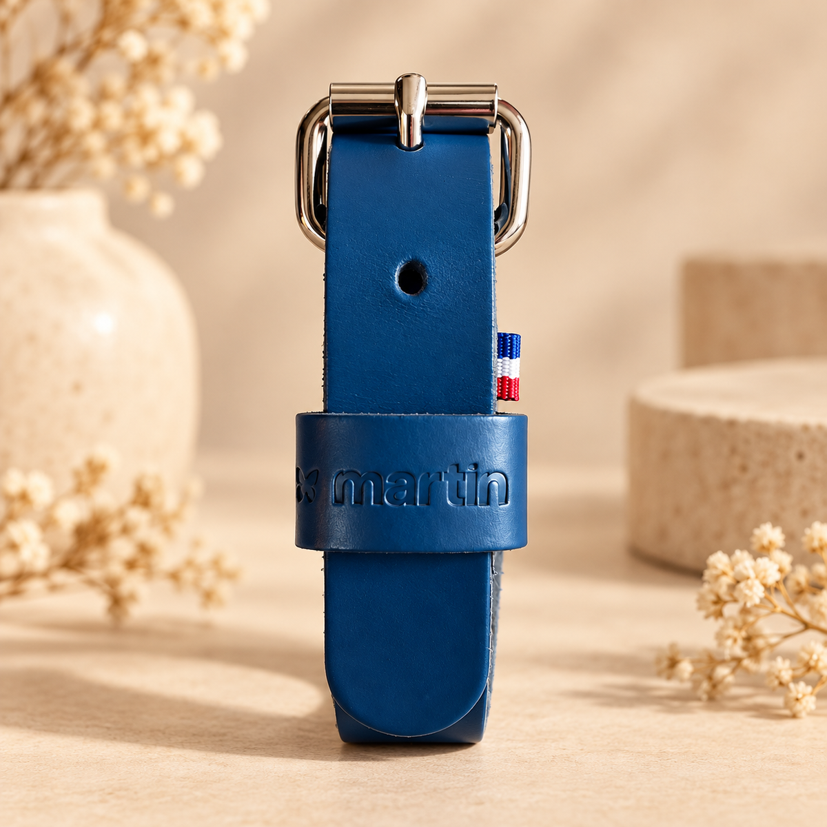 Collier Cuir Bleu Martin Sellier - Élégance & Robuste | Le Dressing du Chien