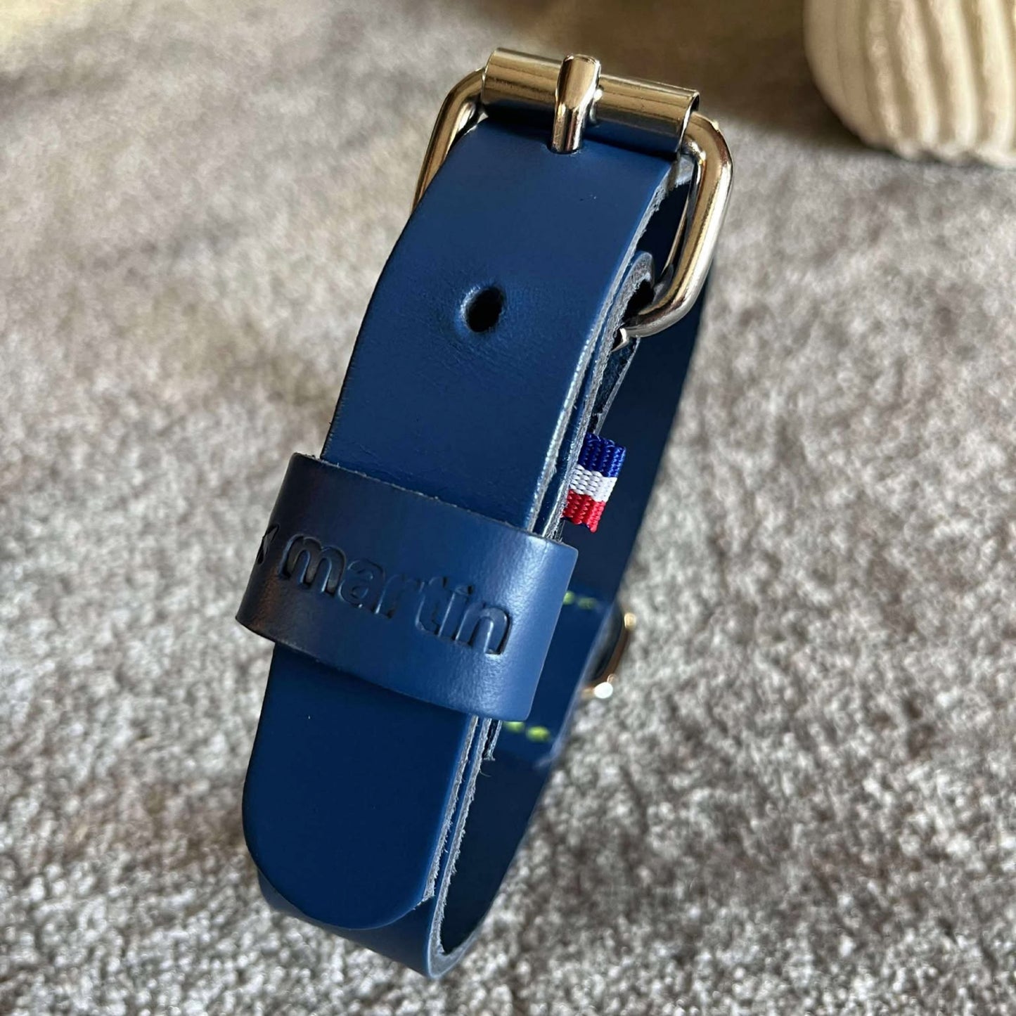 Collier Cuir Bleu Martin Sellier - Élégance & Robuste | Le Dressing du Chien