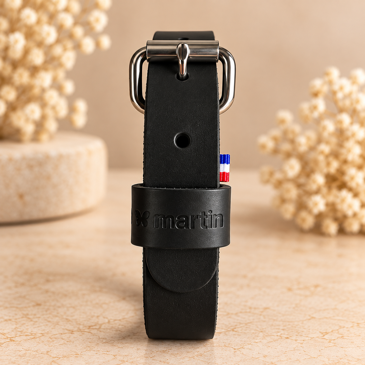 Collier Cuir Noir Martin Sellier - Élégance & Robuste | Le Dressing du Chien