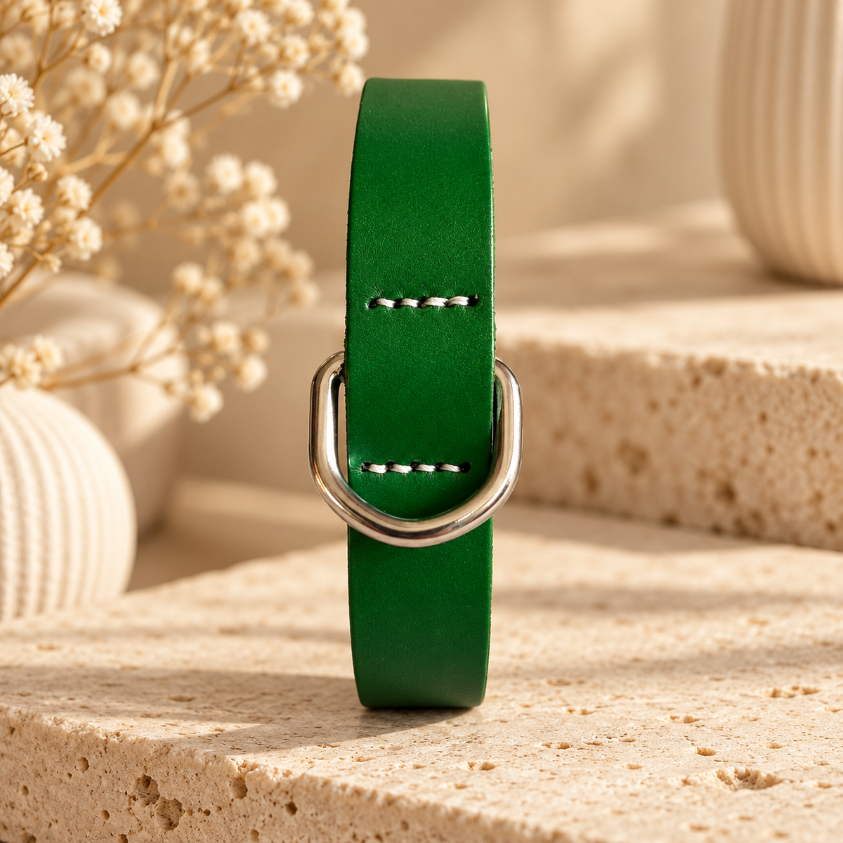 Collier Cuir Vert Martin Sellier - Élégance & Robuste | Le Dressing du Chien