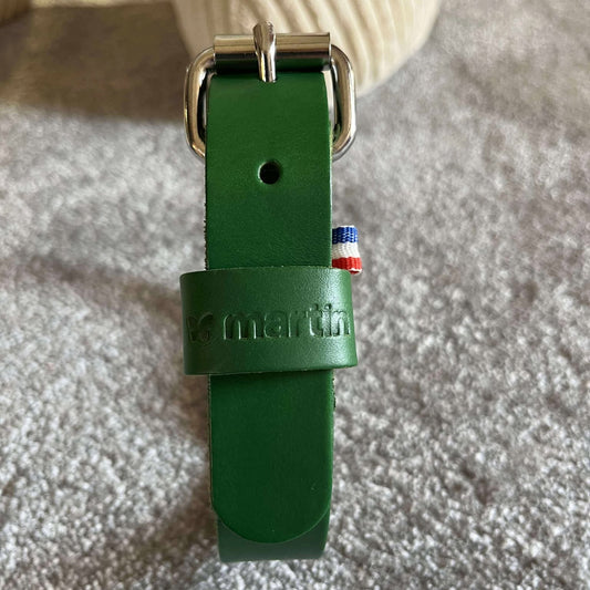Collier Cuir Vert Martin Sellier - Élégance & Robuste | Le Dressing du Chien