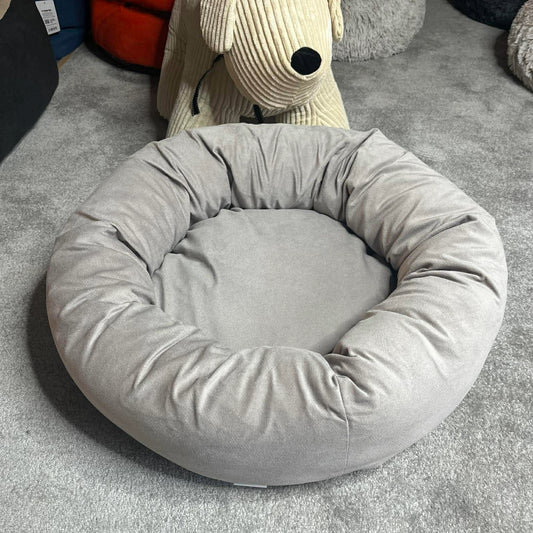 Panier rond en velours gris 60 cm - Confort et élégance | Le Dressing du Chien
