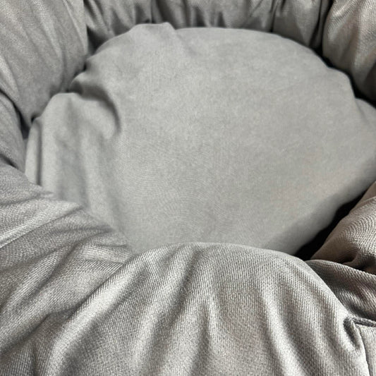 Panier rond en velours gris 60 cm - Confort et élégance | Le Dressing du Chien