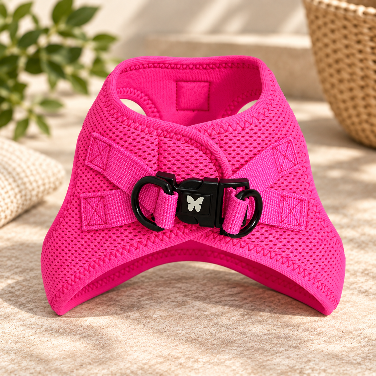 Harnais Martin Sellier Rose Fluo - Confort & Sécurité | Le Dressing du chien
