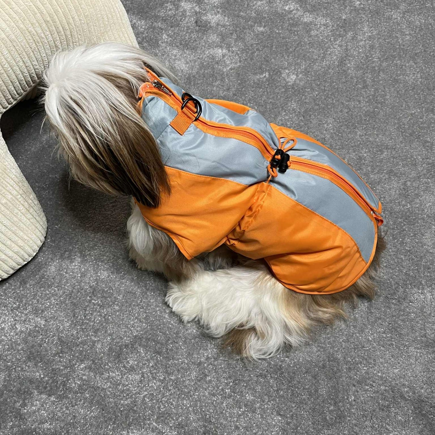 Imperméable pour chien Martin Sellier - Orange/Gris | Le Dressing du Chien