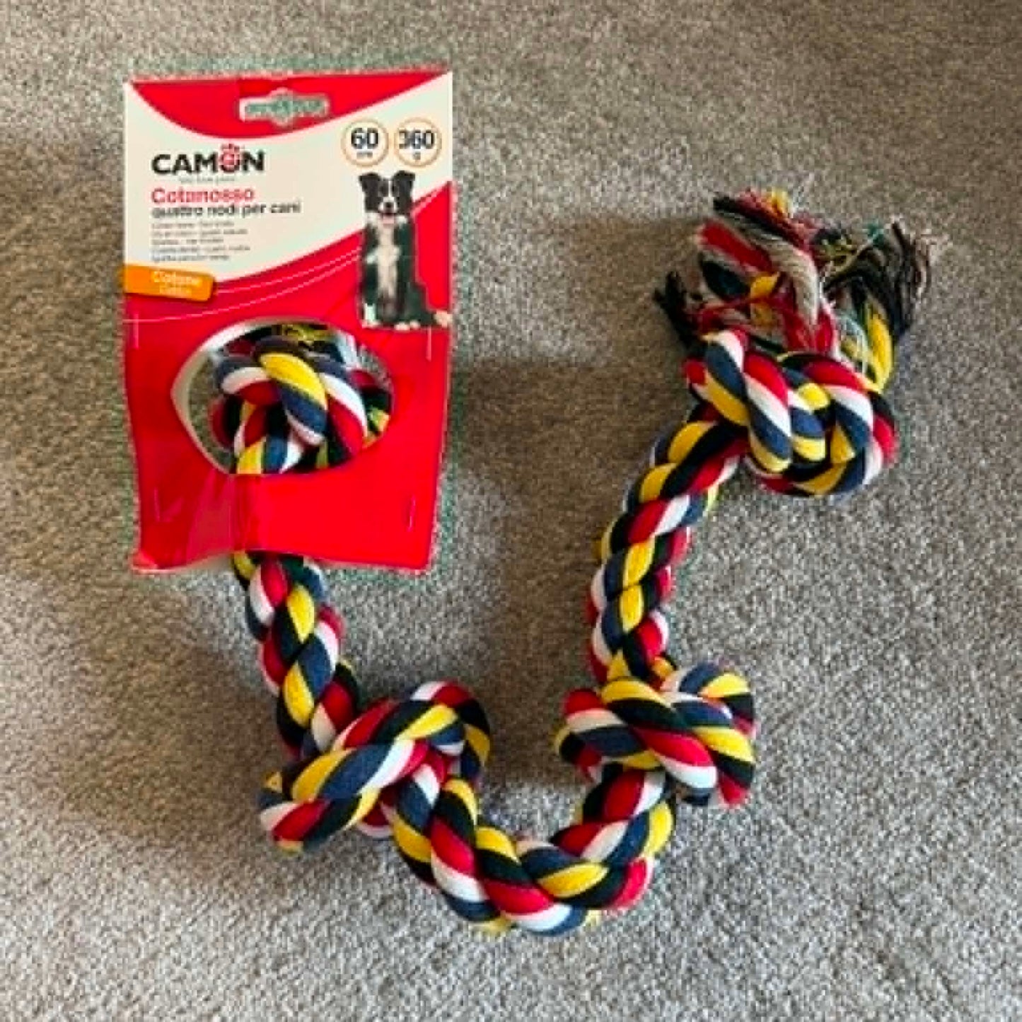 Jouet corde pour grand chien 4 nœuds 60 cm - Ultra résistant