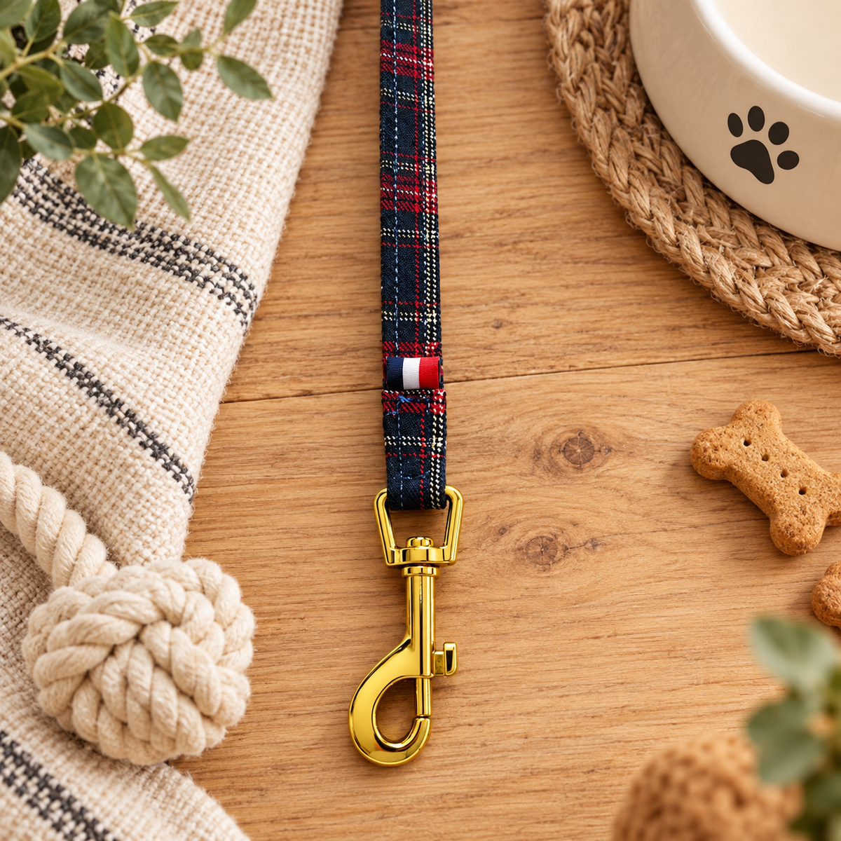 Laisse Édition Écossaise pour Chien - Tissu Tartan Haut de Gamme | Le Dressing du Chien