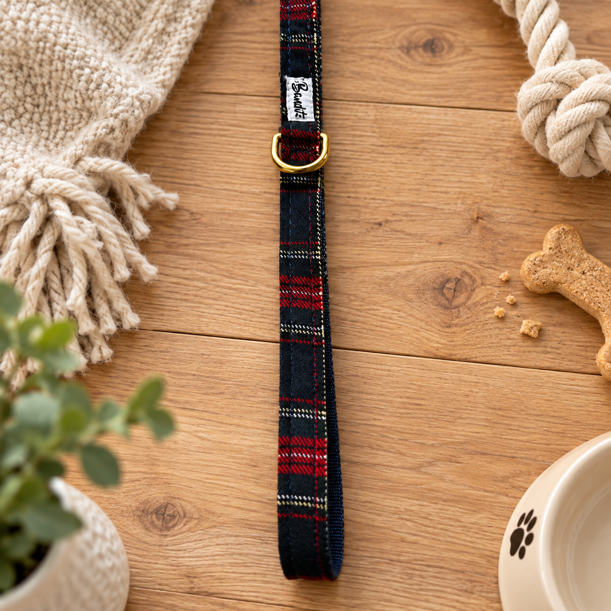 Laisse Édition Écossaise pour Chien - Tissu Tartan Haut de Gamme | Le Dressing du Chien