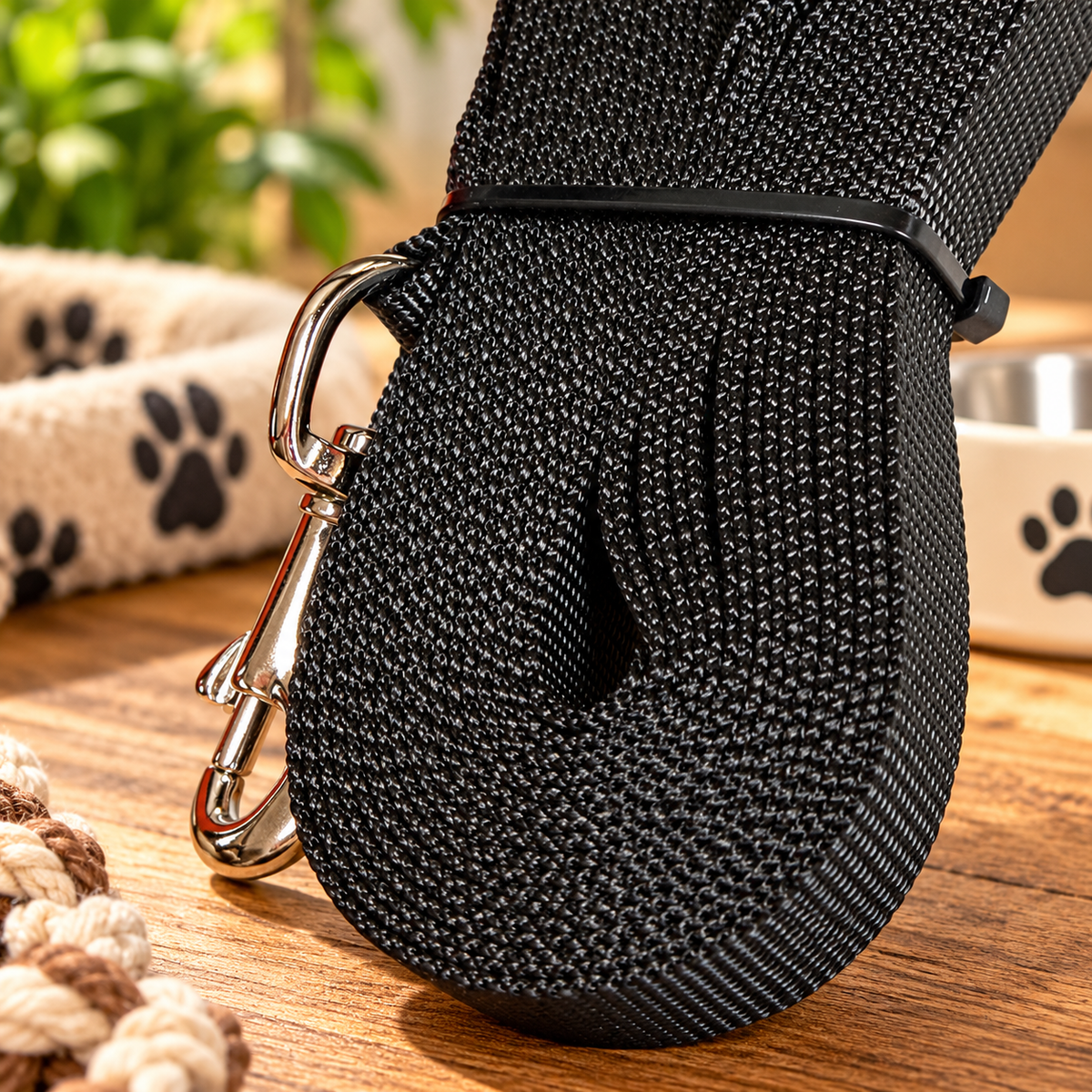Longe Plate Noire 5 mètres - 15 mm - Contrôle et Élégance | Le Dressing du Chien