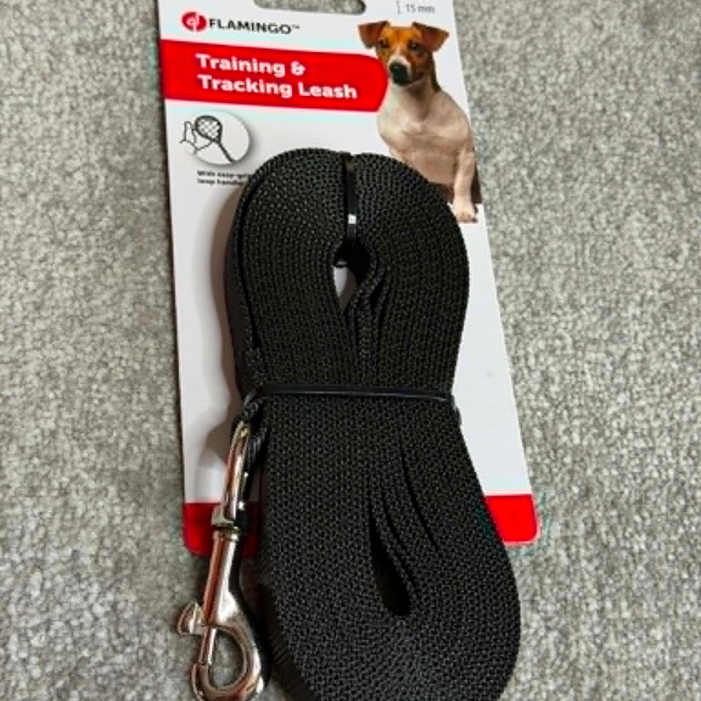 Longe plate noire 5 mètres - 15 mm| Contrôle et élégance | Le Dressing du Chien