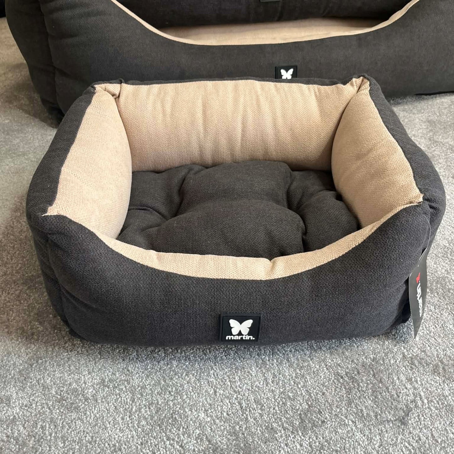 Panier Domino Martin Sellier Bicolore - Noir & Beige - Corbeille & Coussin amovible | Le Dressing du Chien