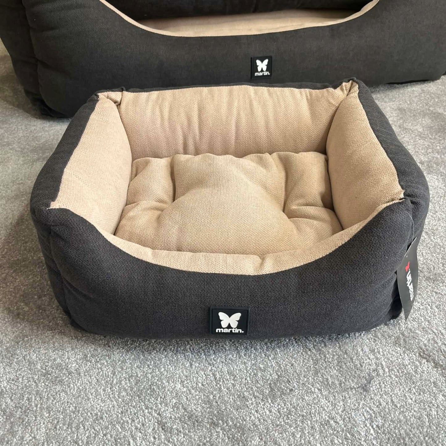 Panier Domino Martin Sellier Bicolore - Noir & Beige - Corbeille & Coussin amovible | Le Dressing du Chien