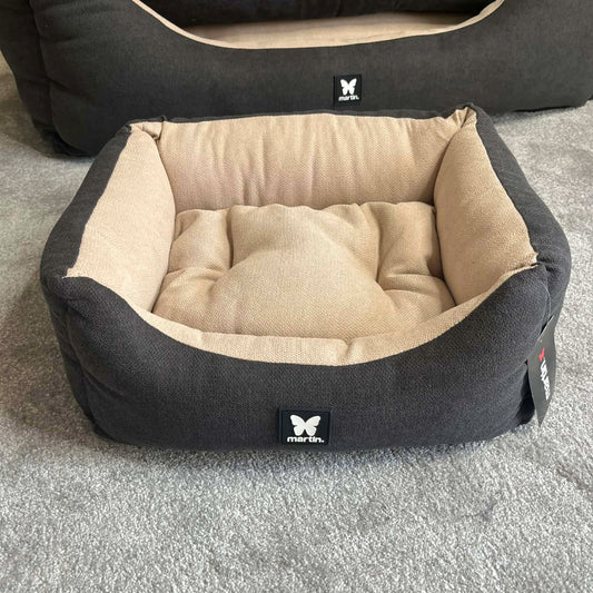 Panier Domino Martin Sellier Bicolore - Noir & Beige - Corbeille & Coussin amovible | Le Dressing du Chien