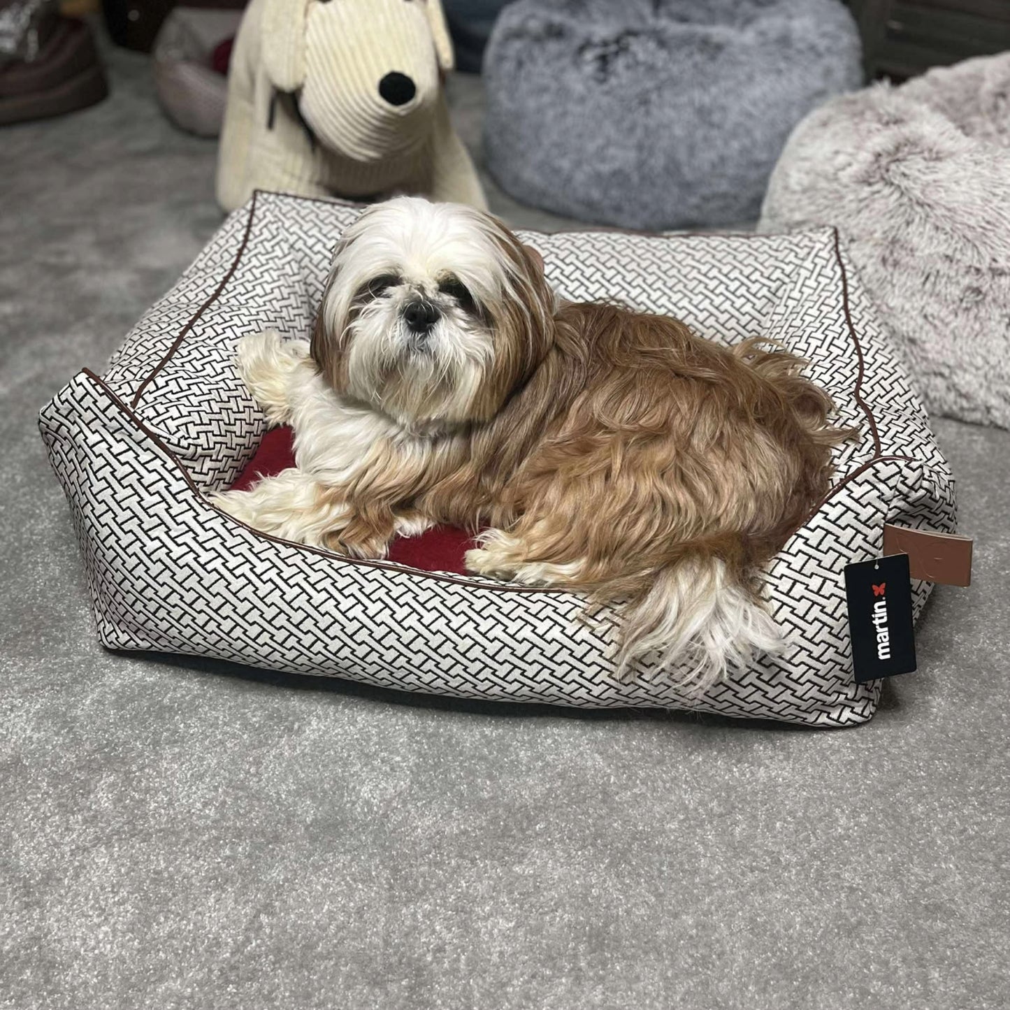 Panier avec coussin amovible  Rouge - Collection Avenue Montaigne | Le Dressing du Chien