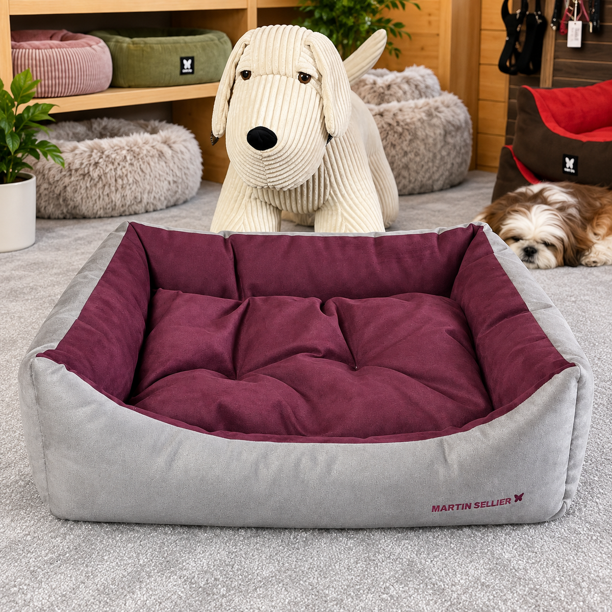 Panier Suédine - Martin Sellier avec Coussin Amovible - Confort & Élégance | Le Dressing du Chien