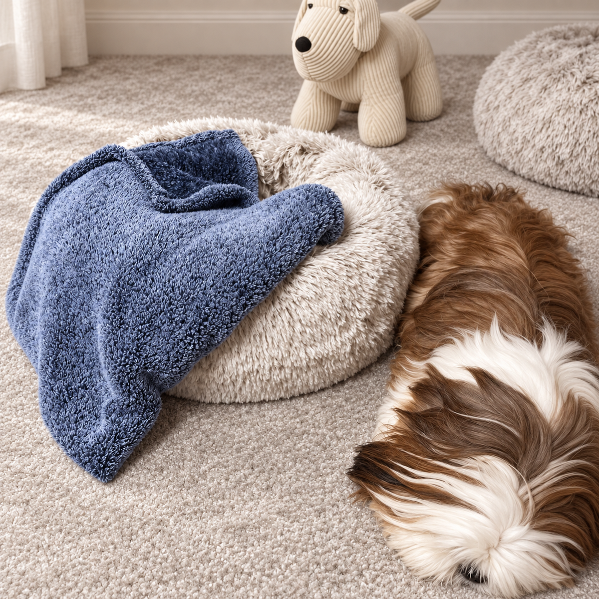 Plaid Bleu Polaire de Voyage Doudouzen Martin Sellier - Taille 100 cm | Confort & Chaleur pour chien | Le Dressing du Chien
