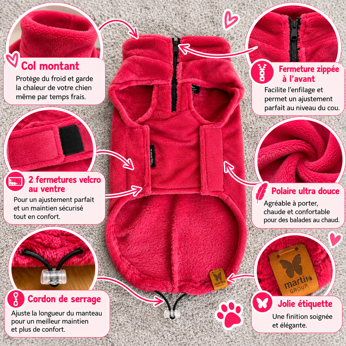 Polaire Collection Explorer Vieux Rose - Martin Sellier | Le Dressing du Chien
