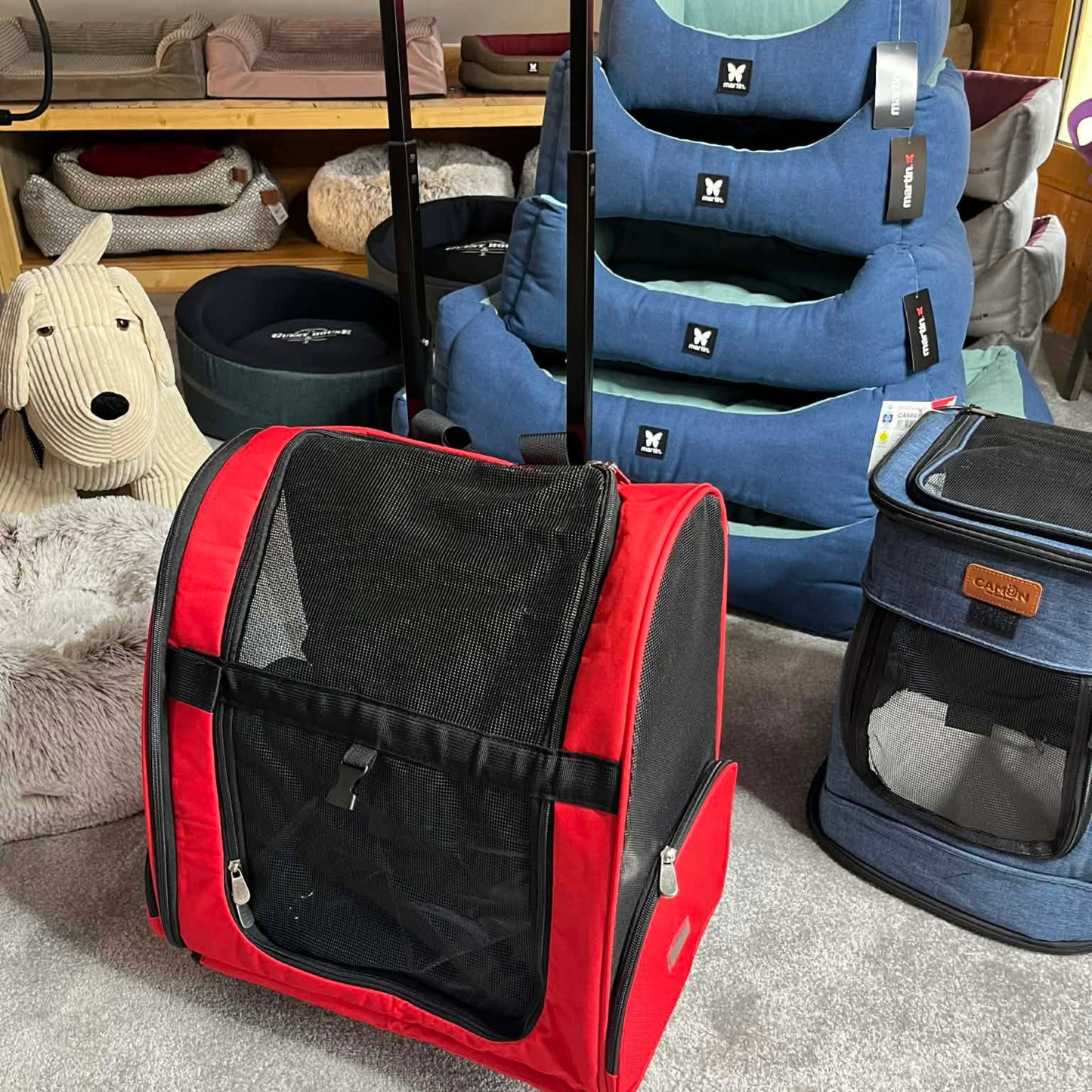 Sac de transport à roulettes fonction sac à dos pour chien - Rouge & Noir | Le Dressing du Chien