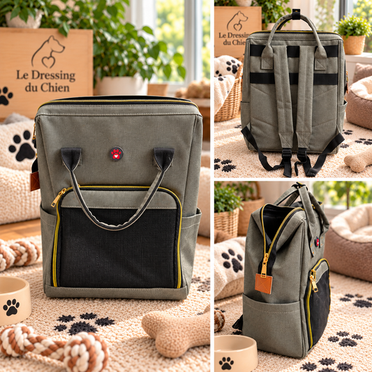 Sac à Dos de Transport pour chien -Gris - Léger et aéré - Confort & Sécurité | Le Dressing du Chien