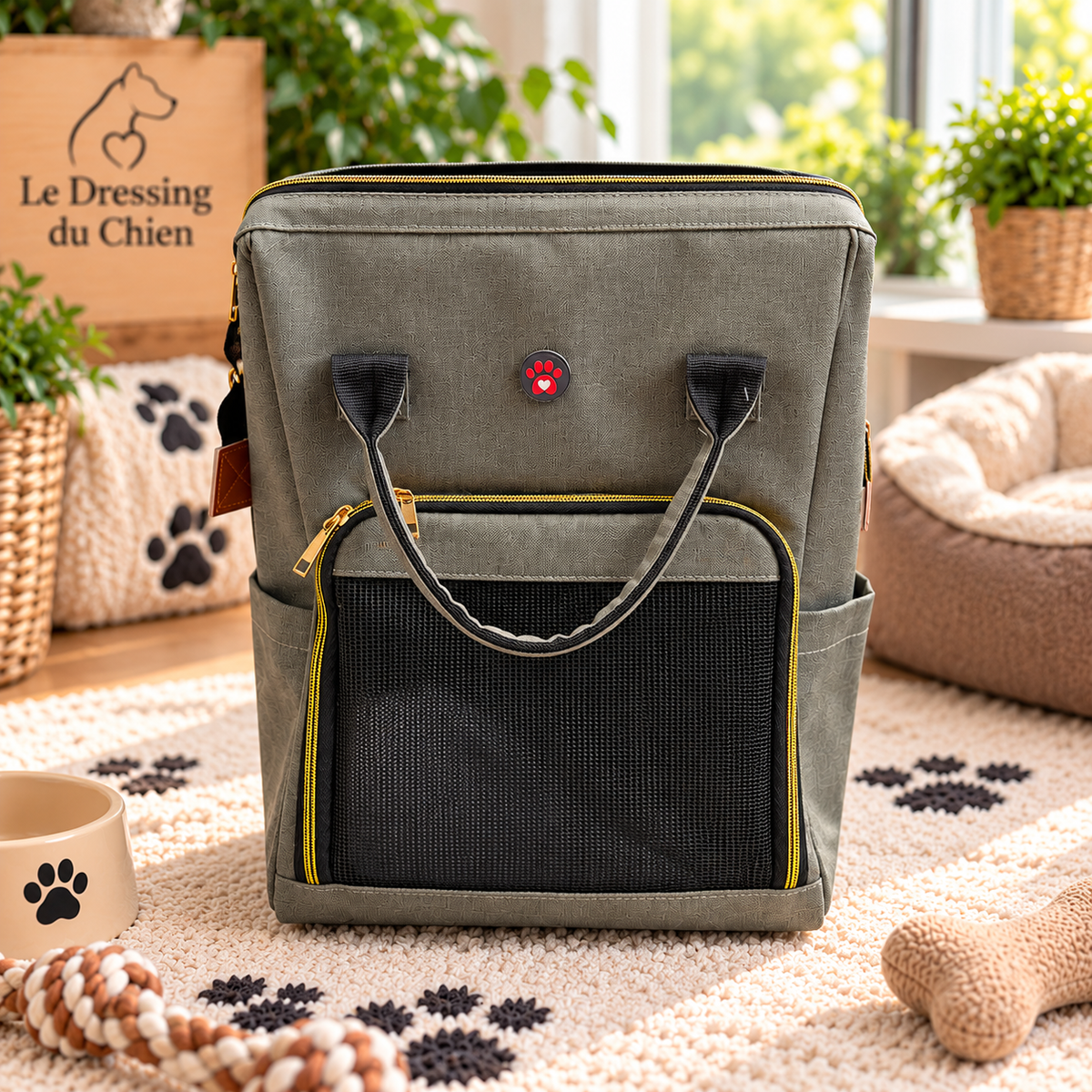 Sac à Dos de Transport pour chien -Gris - Léger et aéré - Confort & Sécurité | Le Dressing du Chien