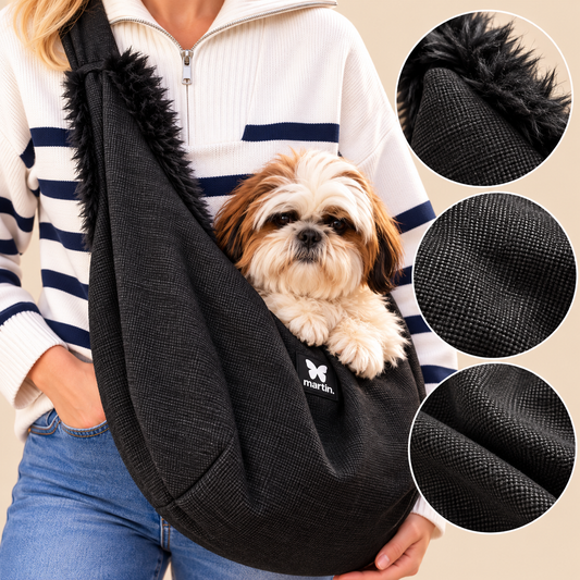 Sac de transport kangourou noir tout doux - Martin Sellier | Le Dressing du Chien