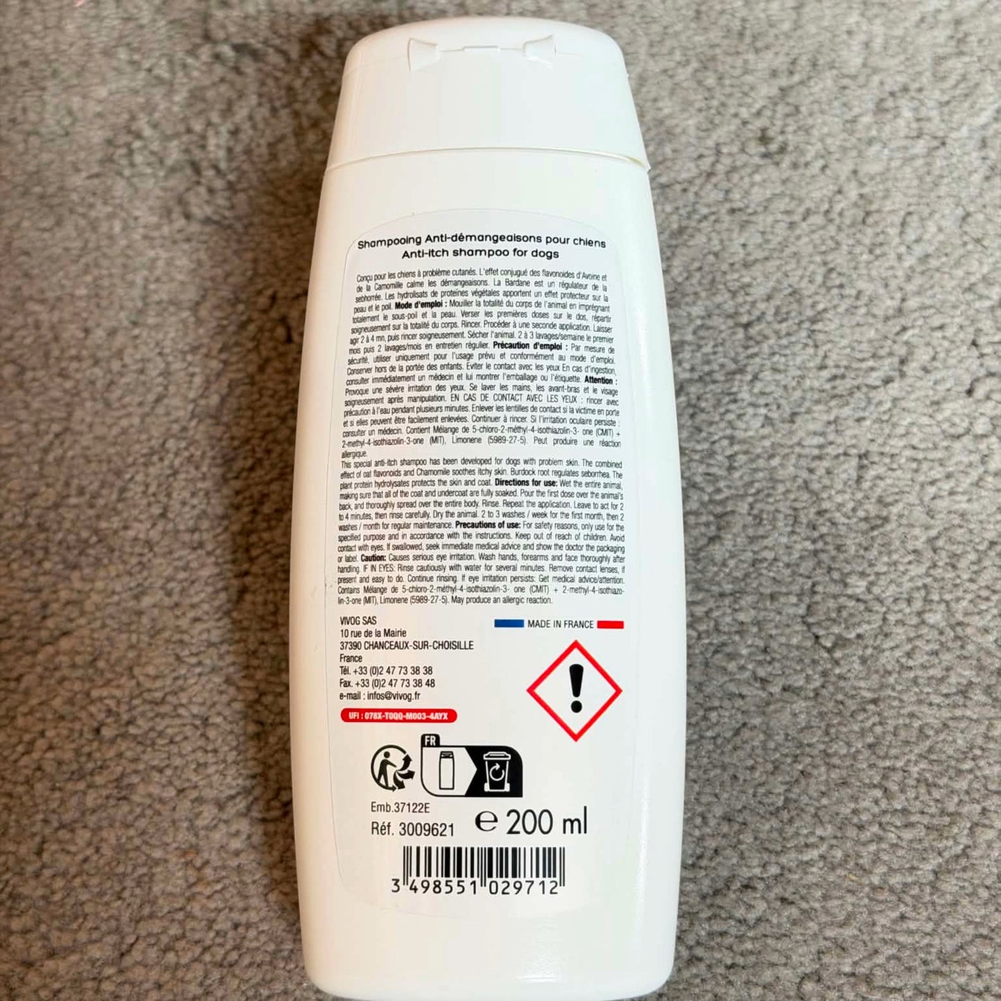 Shampoing Anti-Démangeaisons à la camomille Vivog - Made in France | Le Dressing du Chien