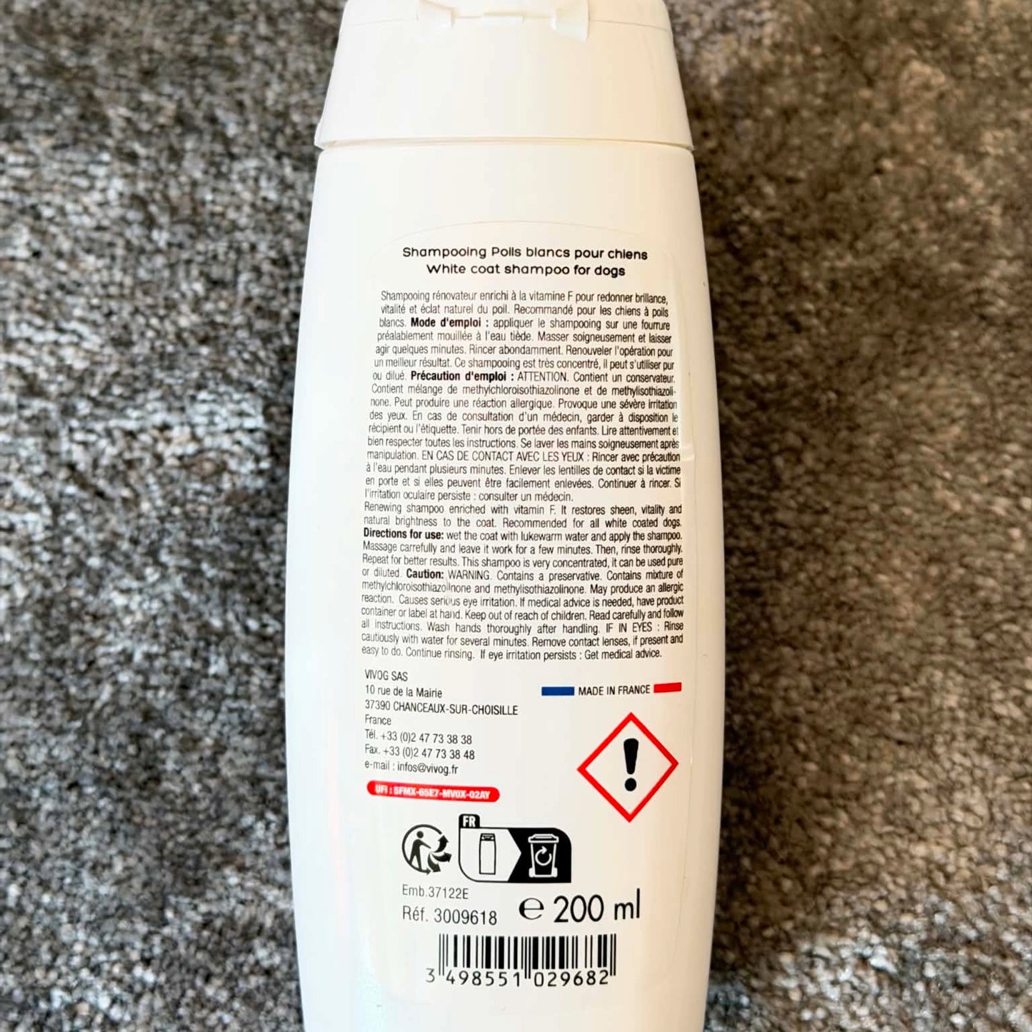 Shampoing Poils Blancs Vivog - Éclat, vitalité & brillance - Made in France | Le Dressing du Chien