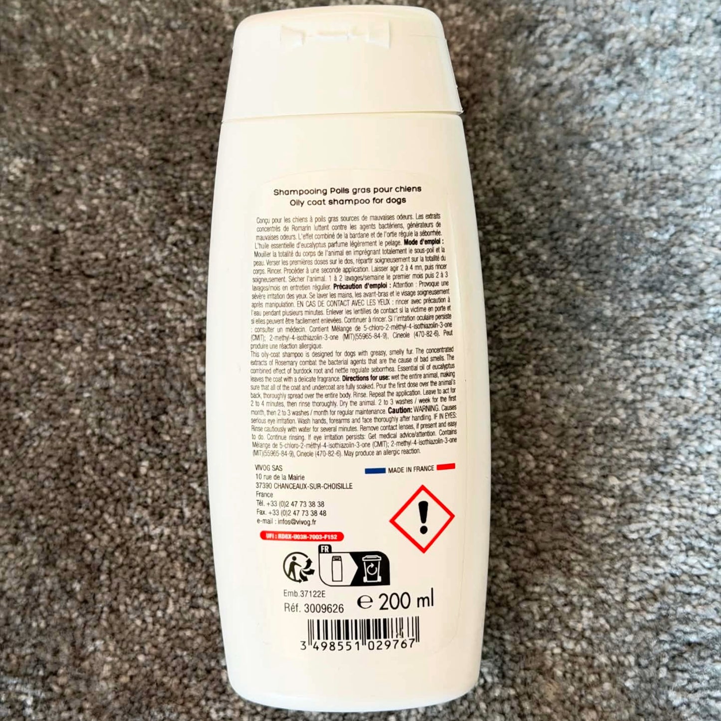 Shampoing à Pelage Gras - Anti-séborrhéique à la Bardane Vivog - Made in France | Le Dressing du Chien