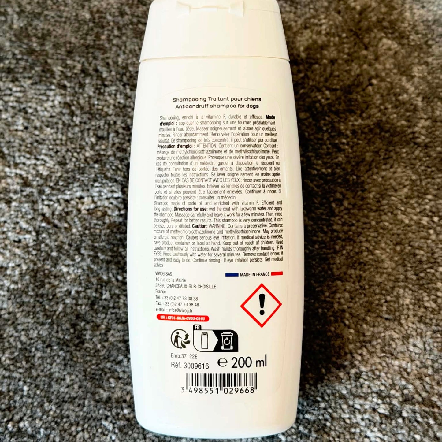 Shampoing Anti-Pelliculaire à l'Huile de Cade Vivog - Peau Sensible - Made in France | Le Dressing du Chien