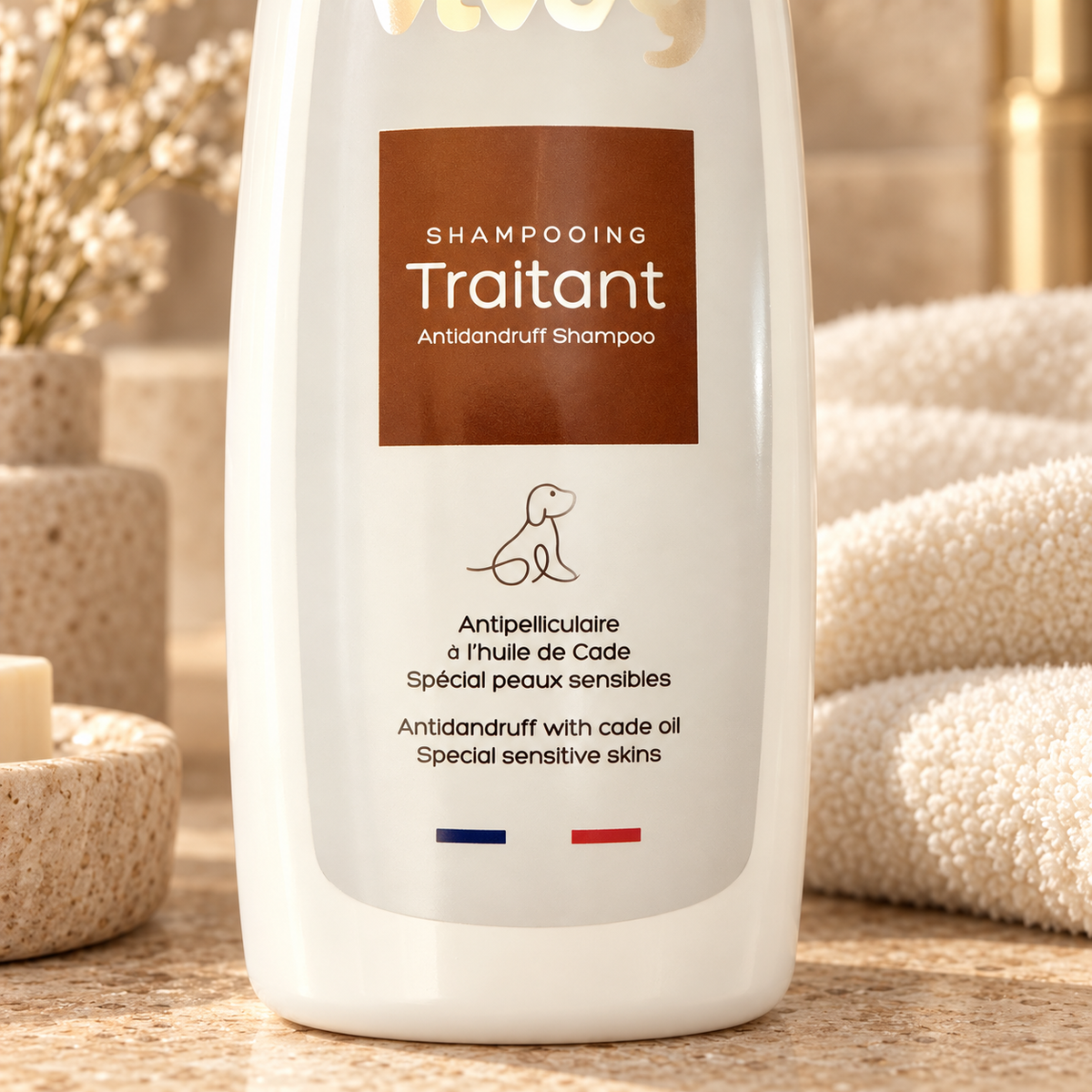 Shampoing Anti-Pelliculaire à l'Huile de Cade Vivog - Peau Sensible - Made in France | Le Dressing du Chien