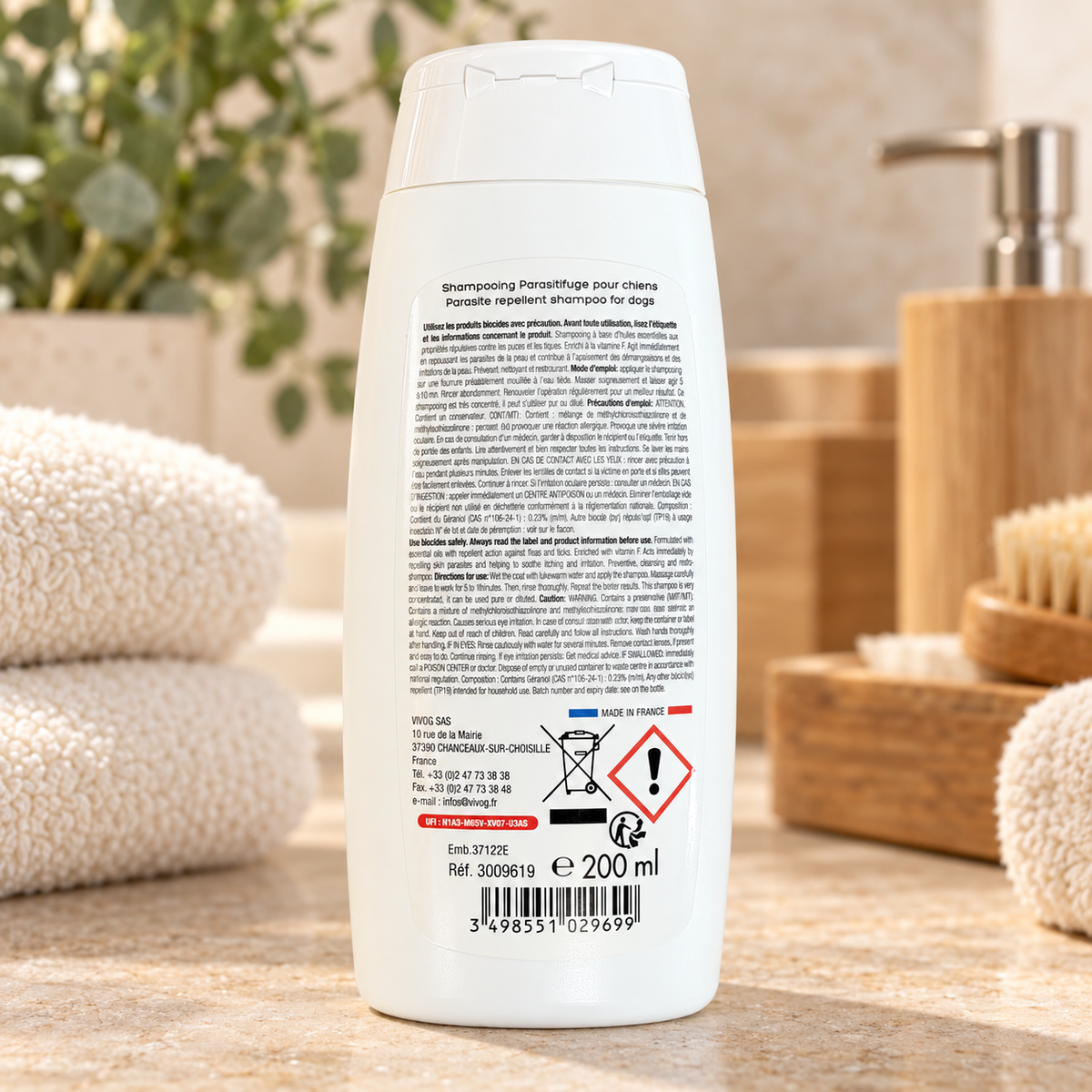 Shampoing Para-sitifuge (puces et tiques) aux huiles essentielles Vivog - Made in France | Le Dressing du Chien