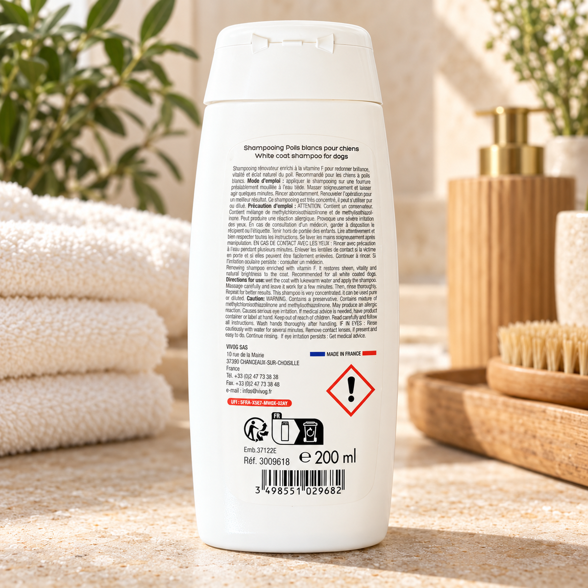 Shampoing Poils Blancs Vivog - Éclat, vitalité & brillance - Made in France | Le Dressing du Chien