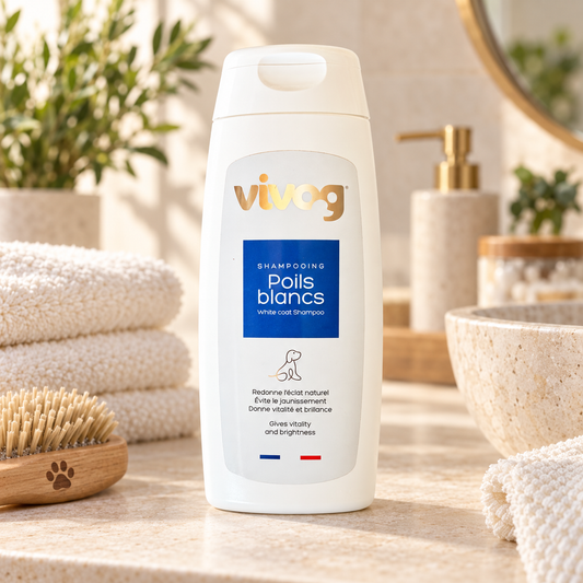 Shampoing Poils Blancs Vivog - Éclat, vitalité & brillance - Made in France | Le Dressing du Chien