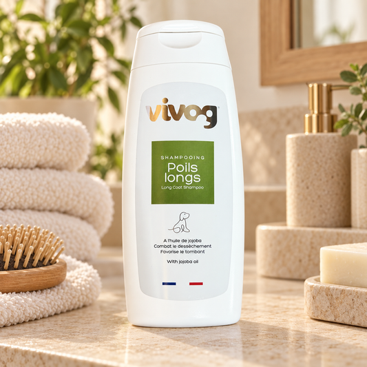 Shampoing Poils Longs Vivog à l'huile de jojoba - Made in France | Le Dressing du Chien