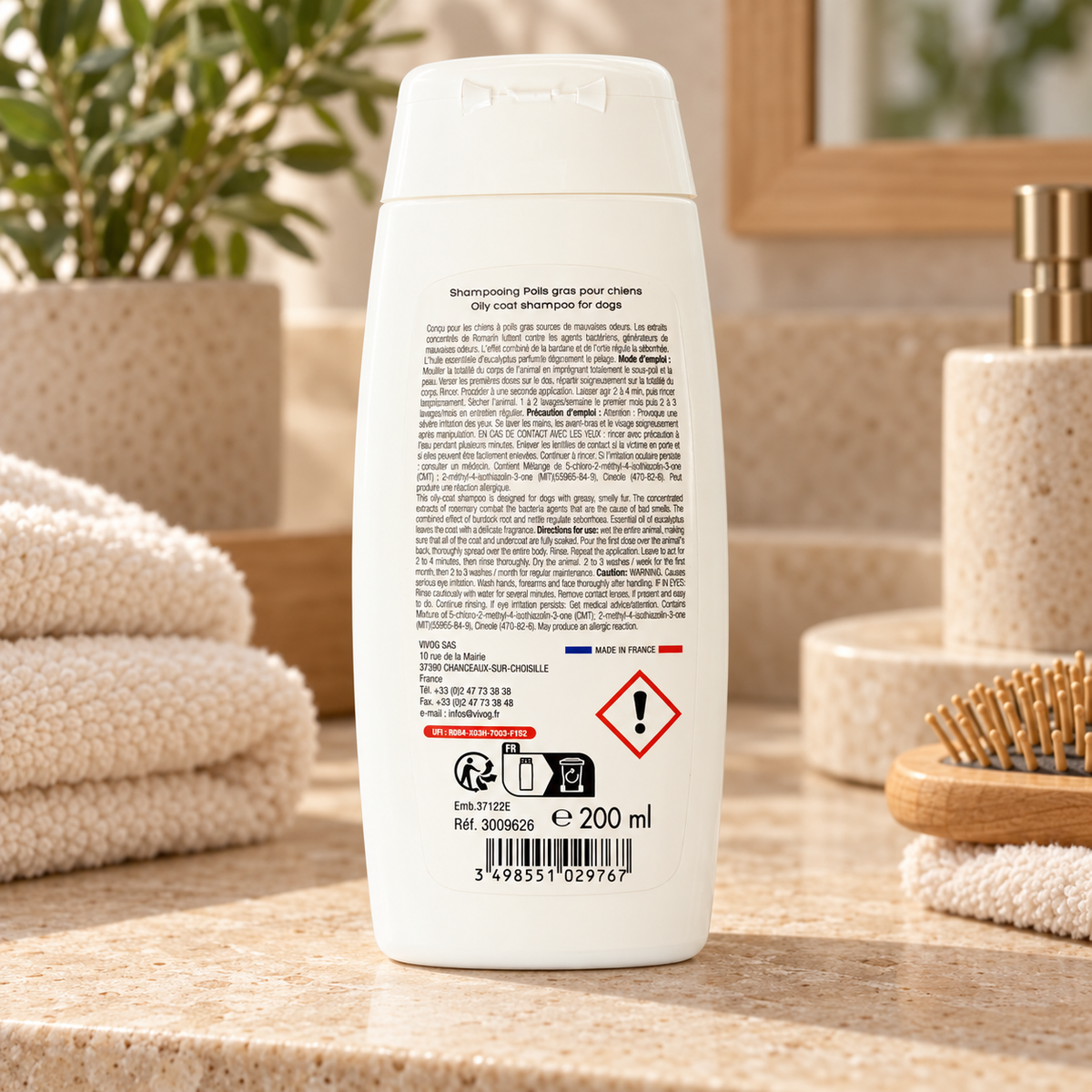 Shampoing à Pelage Gras - Anti-séborrhéique à la Bardane Vivog - Made in France | Le Dressing du Chien