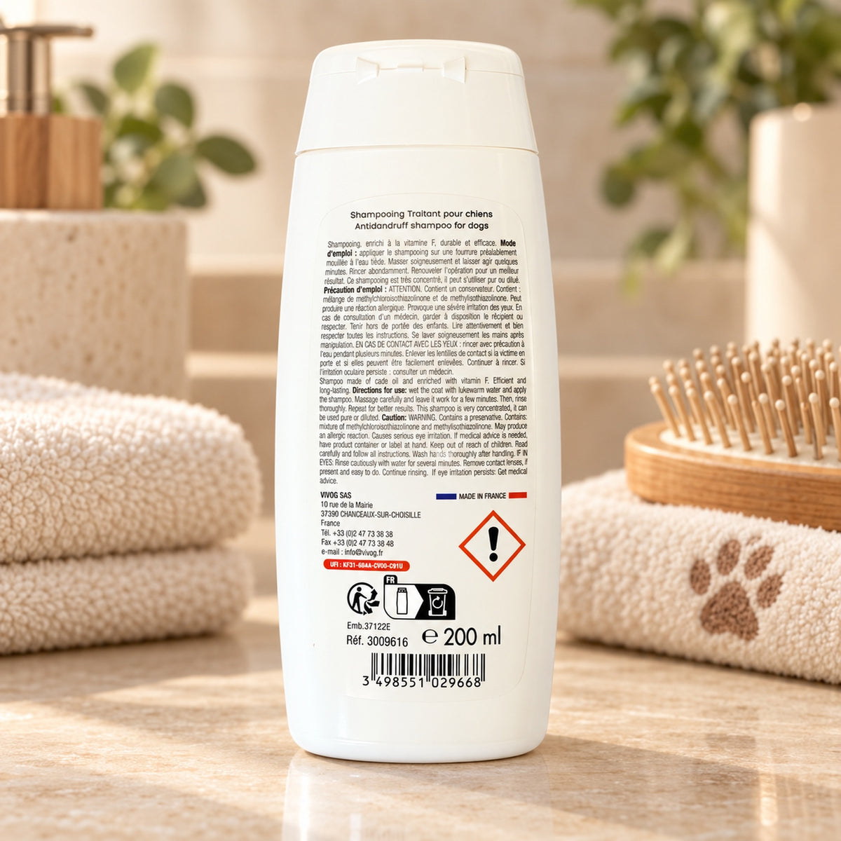 Shampoing Anti-Pelliculaire à l'Huile de Cade Vivog - Peau Sensible - Made in France | Le Dressing du Chien