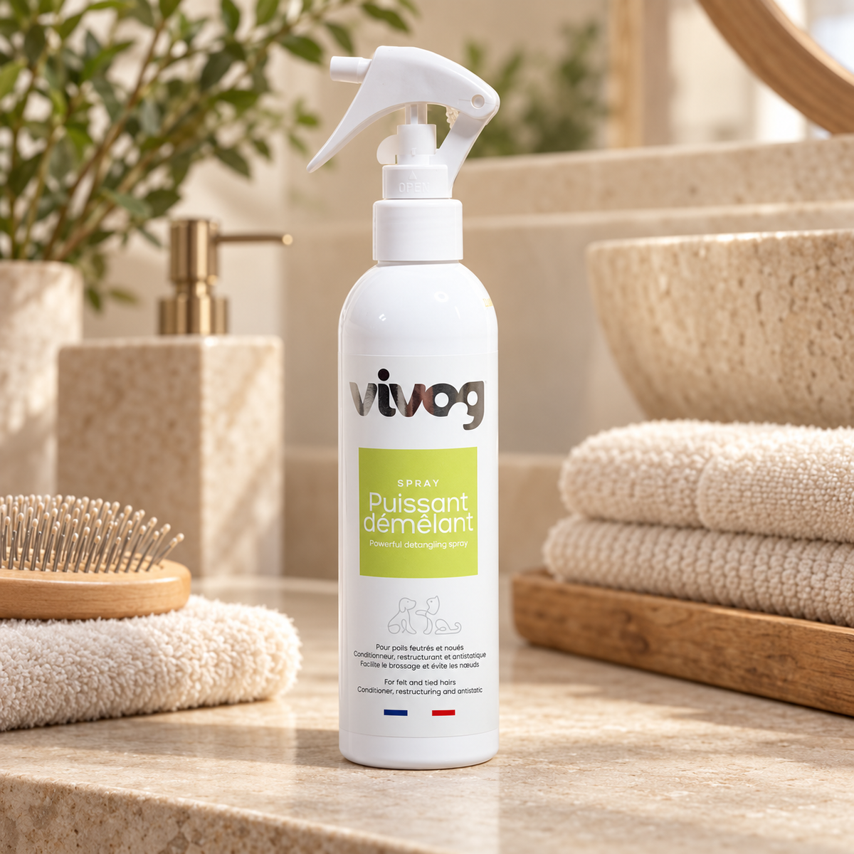 Spray Démêlant Puissant Vivog - Poils noués et feutrés - Made in France | Le Dressing du Chien