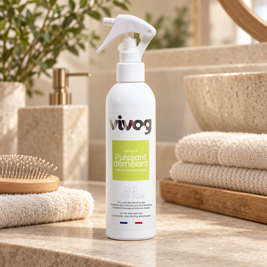 Spray Démêlant Puissant Vivog - Poils noués et feutrés - Made in France | Le Dressing du Chien